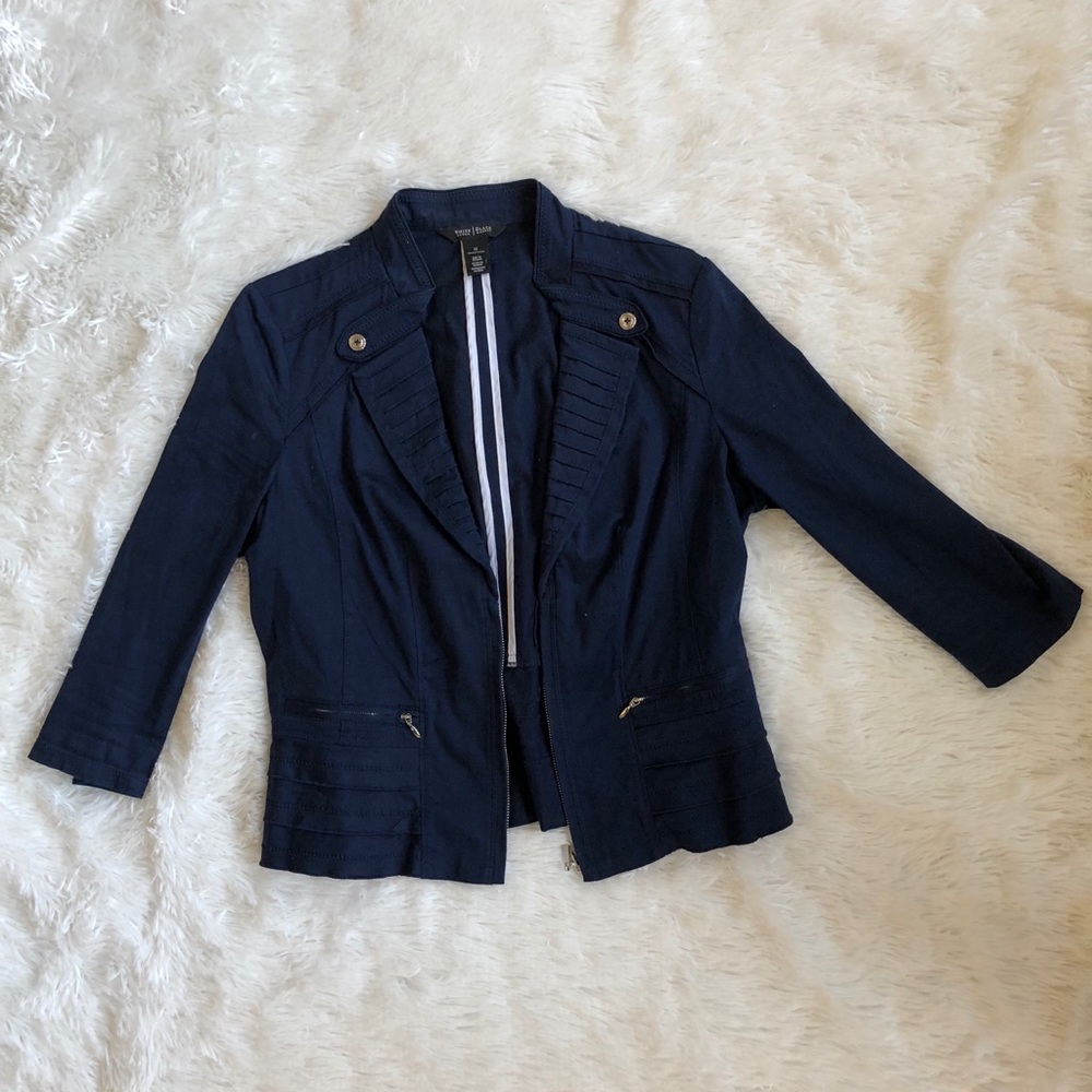 White House Black Market Navy Cropped Blazer